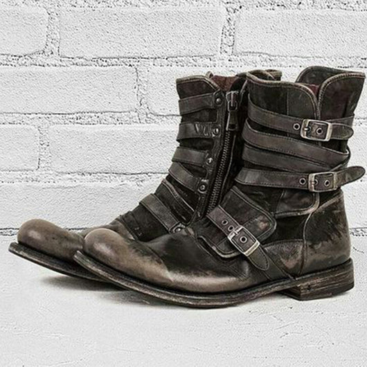 Botas Casuales de Hombre con Cierre Lateral, Punta Redonda y Tacón Robusto - Image 3