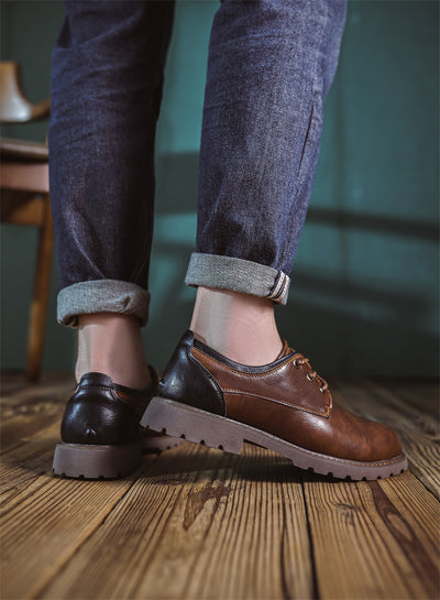 Zapatos Casuales de Cuero Estilo Británico Retro para Hombre - Image 15