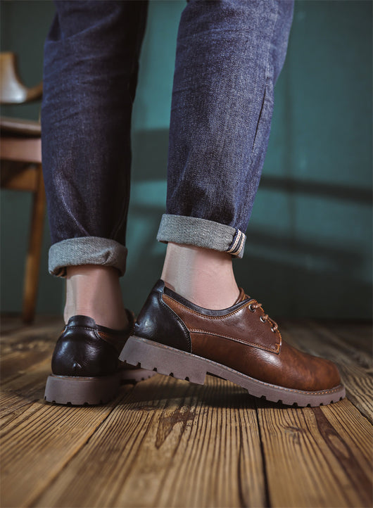 Zapatos Casuales de Cuero Estilo Británico Retro para Hombre - Image 15