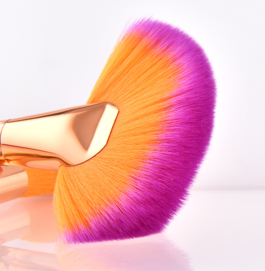 Set de 10 Brochas de Maquillaje Profesional Degradado Oro y Púrpura - Image 4