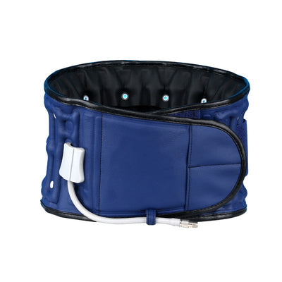 Blue inflatable waist supporter fixing band with black interior, white inflation tube, and hook-and-loop closure. - Image 5