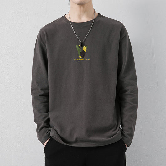 Camiseta de Algodón Manga Larga Suelta para Hombre - Image 31