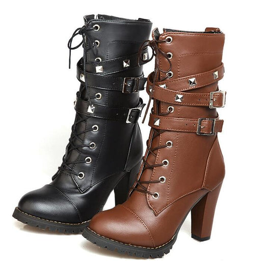 Botas Martin de Tacón Alto con Cierre Lateral y Remaches - Comodidad Premium - Image 7