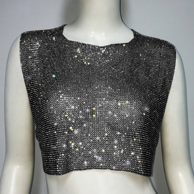 Blusa Elegante sin Mangas con Espalda Descubierta y Detalles de Cristal - Image 5