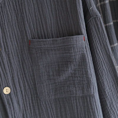 Pijama de Gasa de Algodón para Hombre - Primavera y Otoño - Image 10