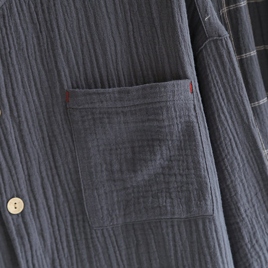 Pijama de Gasa de Algodón para Hombre - Primavera y Otoño - Image 10