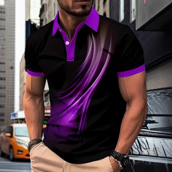 Camisa Casual Estampada con Cuello Solapa para Hombre