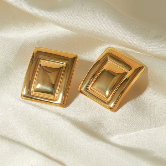 Aretes Rectangulares en Oro 18K con Acero Inoxidable - Diseño Europeo Moderno - Image 16