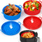 Collapsible Silicone Air Fryer Basket Liners Pot - Airfryer Liners Reusable Bowls for 3 to 5 Qt as Seen on the Today Show - Air Fryer Accessories 2 Pack - round Silicone Liners (Red & Blue)