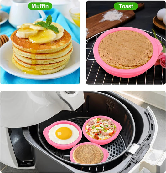 4 Pcs Air Fryer Egg Molds, Air Fryer Egg Molds Silicone, Air Fryer Bites Egg Molds for Muffin Lids, Toast, Non-Stick Air Fryer Accessories - Tekeno