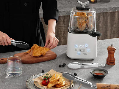 Small Silicone Tongs 7-Inch Mini Serving Tongs, Set of 3 (Black Gray White) - Tekeno