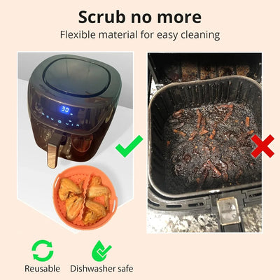 ARIALASQUALITY 7 Pcs Air Fryer Accessories - Silicone Liners, Egg Bite Mold, Reusable Basket Liner - Tekeno