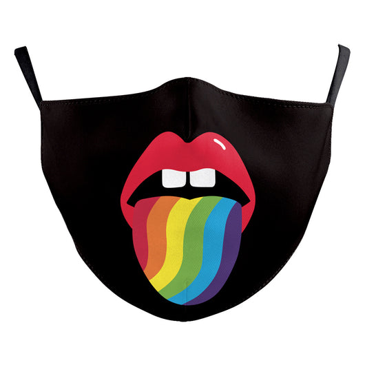 Red textured Halloween face mask with a grotesque skin design, prominent nose, and open mouth, featuring black ear loops. - Image 13