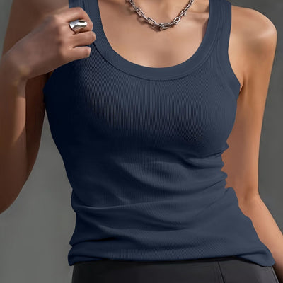 Blusa sin Mangas Cuello Redondo Versátil para Mujer - Image 3