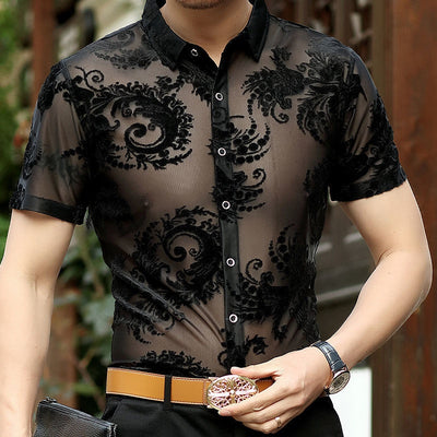 Camisa Hueca para Hombre con Bordado Flocking - Image 2