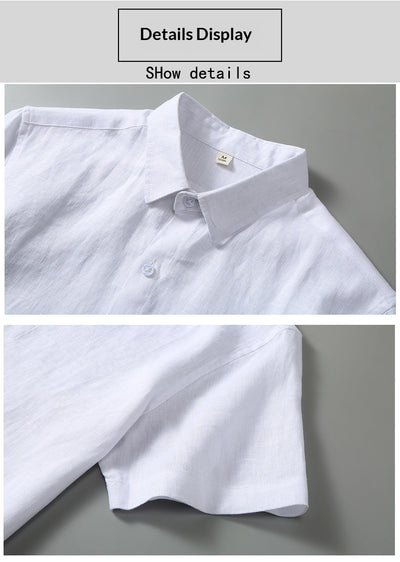 Camisa de Lino Manga Corta para Hombre - Traje Ejecutivo - Image 26