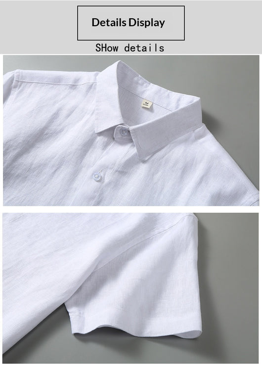 Camisa de Lino Manga Corta para Hombre - Traje Ejecutivo - Image 26