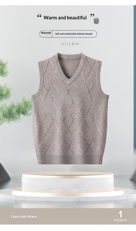 Chaleco Tejido Grueso para Hombre con Cuello V y Patrón Rombos - Image 11