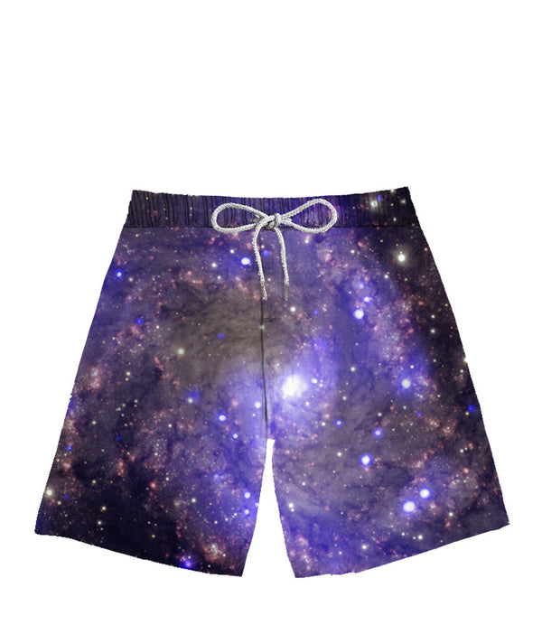 Pantalones de Playa para Hombre con Estampado de Salpicadura de Tinta Digital Blanco y Negro