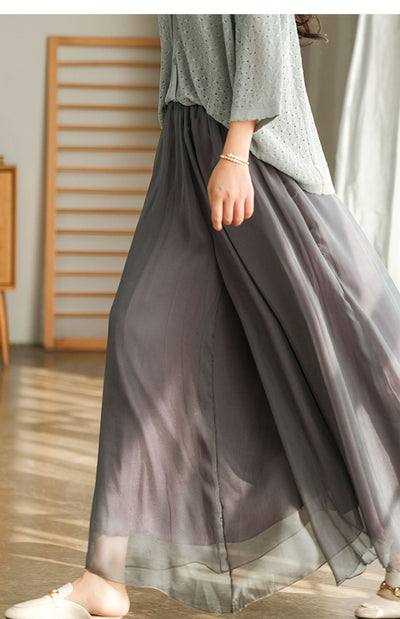 Pantalones Anchos de Cintura Alta en Malla y Gasa - Comodidad Elegante - Image 10