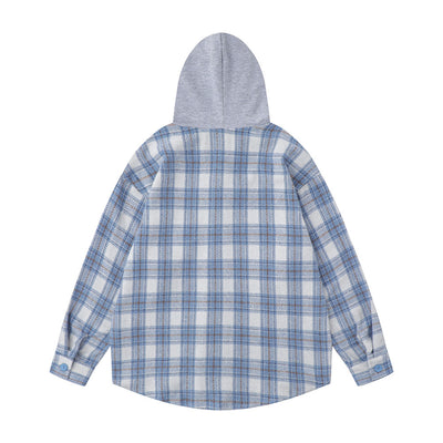 Camisa Cuadros Suelta con Capucha Estilo Retro para Hombre - Image 9