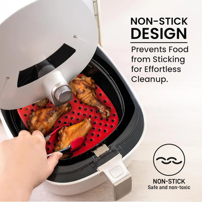 Reusable Air Fryer Liners 3 Pack for 3-5QT or Bigger - 7.5" Square Silicone Airfryer Liner - Easy to Clean Air Fryer Accessories as Seen on the Today Show - Safe Non-Stick Parchment Paper Replacer - Tekeno