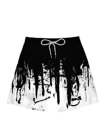 Pantalones de Playa para Hombre con Estampado de Salpicadura de Tinta Digital Blanco y Negro - Image 10