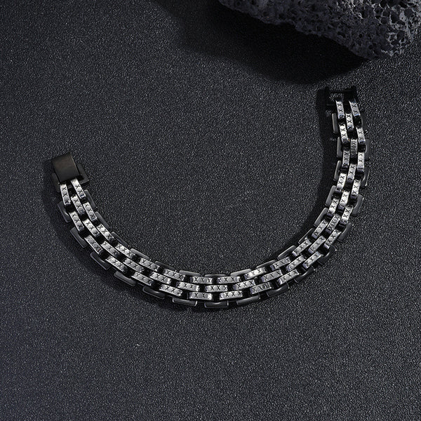 Pulsera Reloj Acero Titanio Triple Fila Hombre