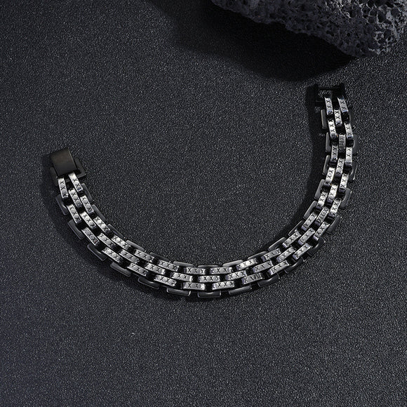 Pulsera Reloj Acero Titanio Triple Fila Hombre