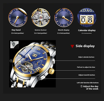 Reloj Automático Mecánico Impermeable Multifuncional para Hombre - Image 17