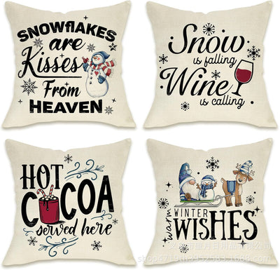 Set de 4 Fundas de Cojines Navideños Muñeco de Nieve y Reno 18x18 Pulgadas - Image 15