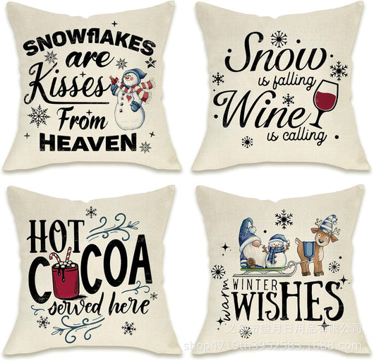 Set de 4 Fundas de Cojines Navideños Muñeco de Nieve y Reno 18x18 Pulgadas - Image 15