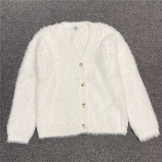 Cardigan Tejido para Mujer Cuello V Abotonado Simple - Image 13