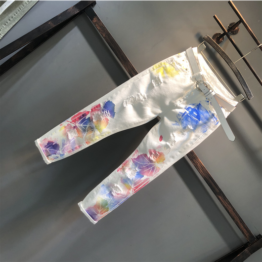 Pantalones Vaqueros Rectos con Estampado Floral y Stretch - Image 5