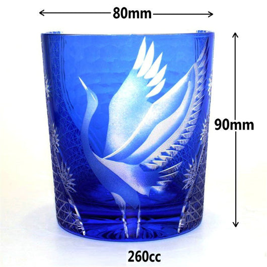 Vaso de Whiskey Edo Kiriko Pino y Grúa - Artesanía Japonesa - Image 8