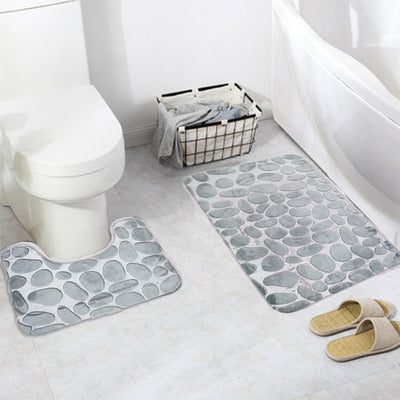 Juego de Tapetes Antideslizantes para Baño con Diseño de Piedra de Río - Image 21
