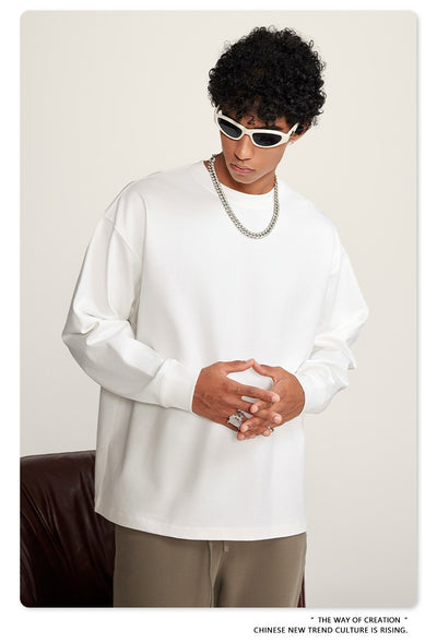 Camiseta Manga Larga Oversize para Hombre - Algodón Puro Otoño Invierno - Image 33
