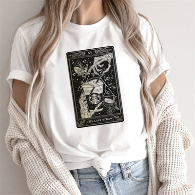 Camiseta Estampado Tarot Femenino - Tops Cartoon para Mujer - Image 14