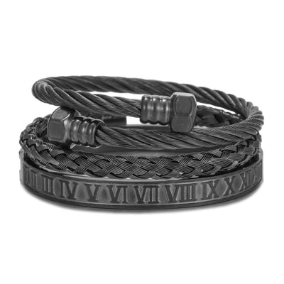 Pulsera de Acero Titanio Estilo Punk con Diseño Romano - Image 27