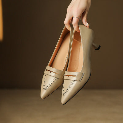 Zapatos de Tacón Medio con Punta Fina y Detalles Calados - Tallas Grandes - Image 9