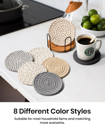Posavasos absorbentes minimalistas – Juego de 8 unidades con soporte, elegantes y funcionales para decoración de mesa - Tekeno
