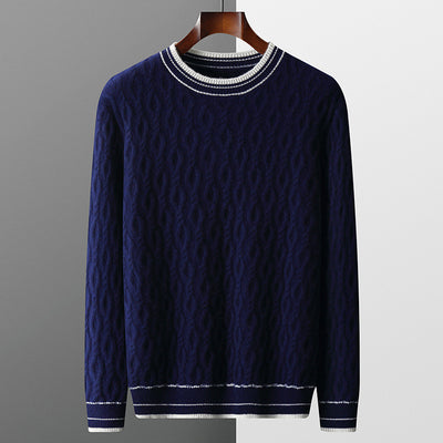 Suéter Colorblock Jacquard Grueso Cuello Redondo Hombre Otoño Invierno - Image 9