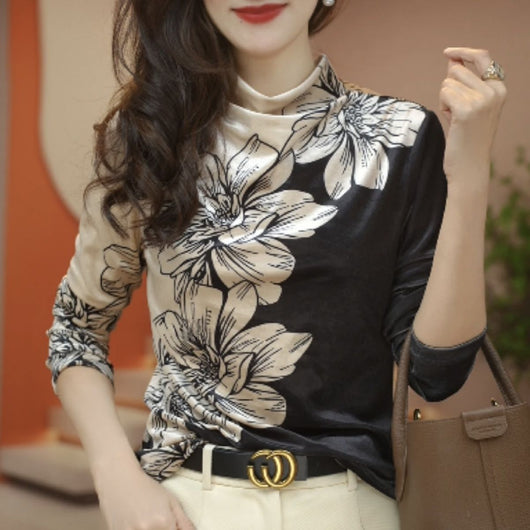 Blusa Base Floral de Terciopelo para Mujer - Image 10