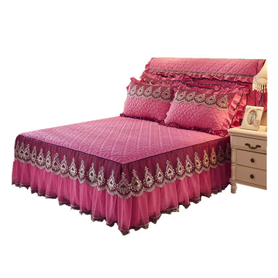 Falda de Cama Acolchada con Encaje Elegante - Image 4