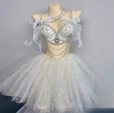 Bikini Azul Ahumado Brillante con Cadena - Estilo Vacacional - Image 21
