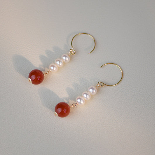 Aretes de Jade Hetian y Ágata Perla en Oro 14K - Diseño Exclusivo - Image 6