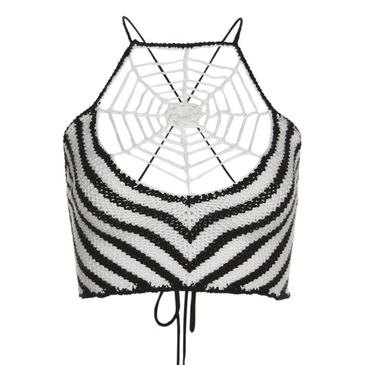Chaleco Tejido con Diseño de Telaraña en Contraste - Image 12