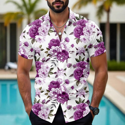Camisa Casual Hawaiana con Estampado Floral 3D para Hombre - Image 10