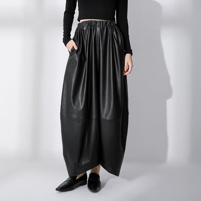 Pantalones Talle Alto de Cuero Ecológico Mate Negro - Diseño Minimalista