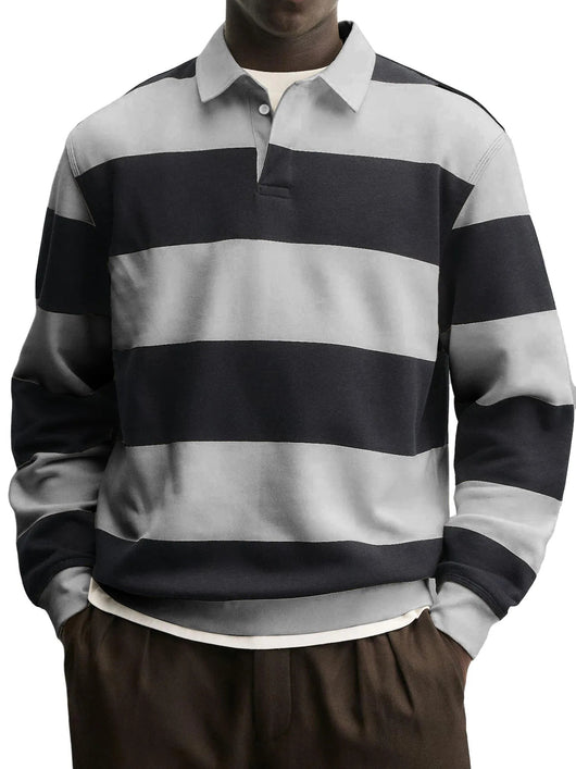 Camiseta Holgada de Rayas con Cuello Relajado y Mangas Largas - Image 17